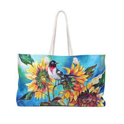 Weekender Bag with Sunflowers and birds