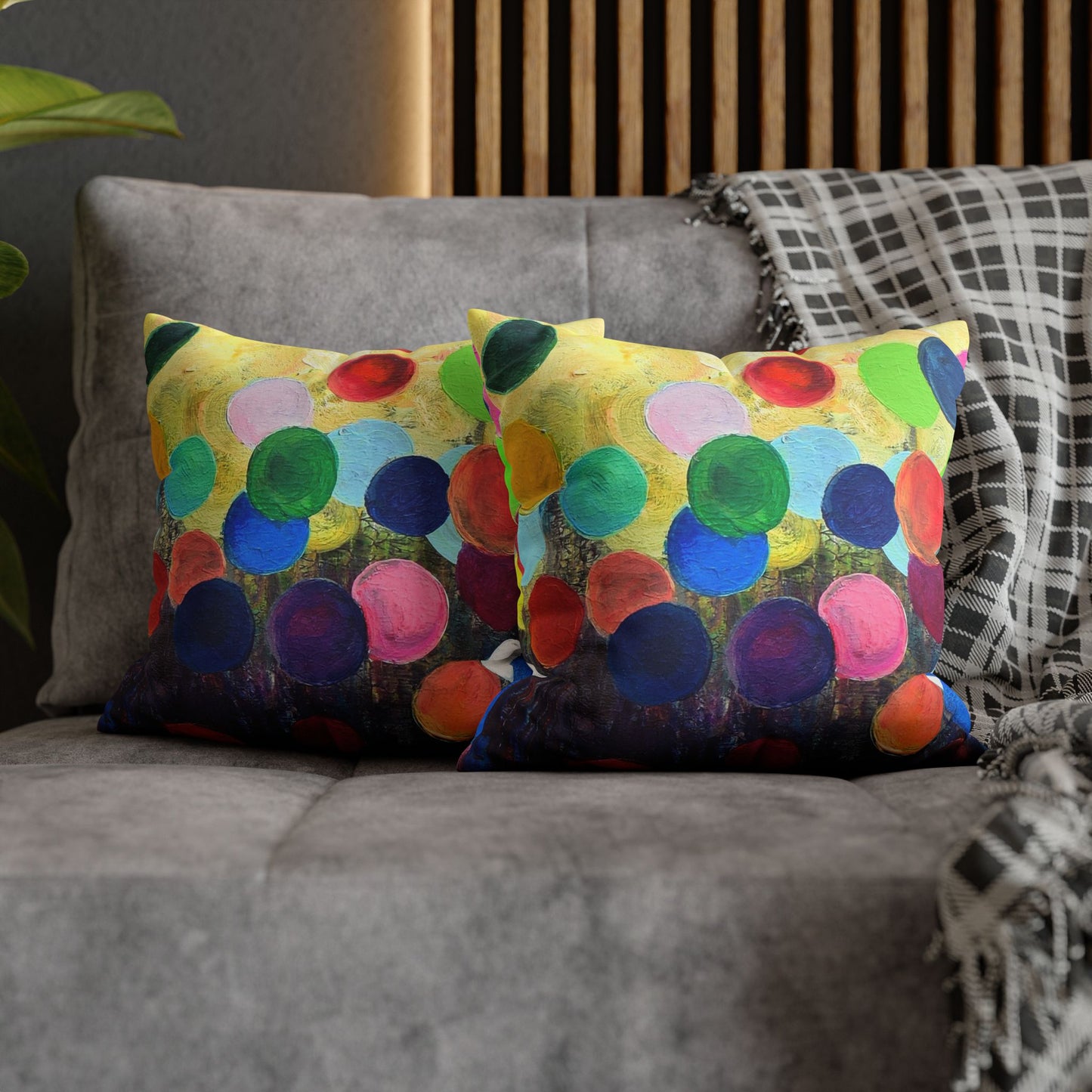 Pillow case - Faux Suede with polkadots