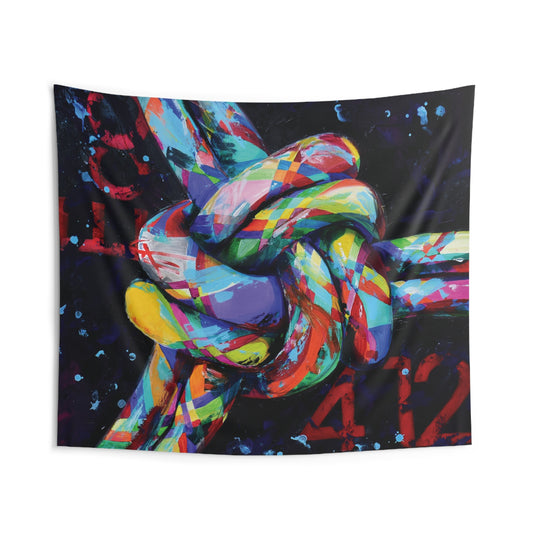 '3 Fold Cord' Vibrant Knotted Art Tapestry