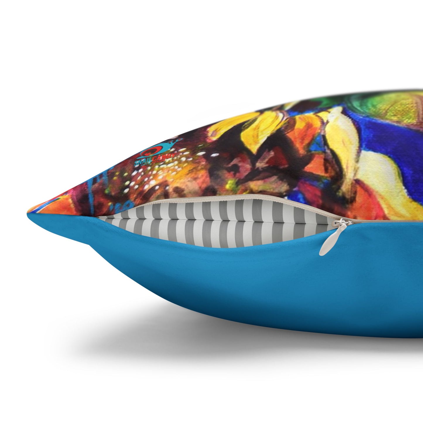 Pillow - Faux Suede with sunflowers and bird