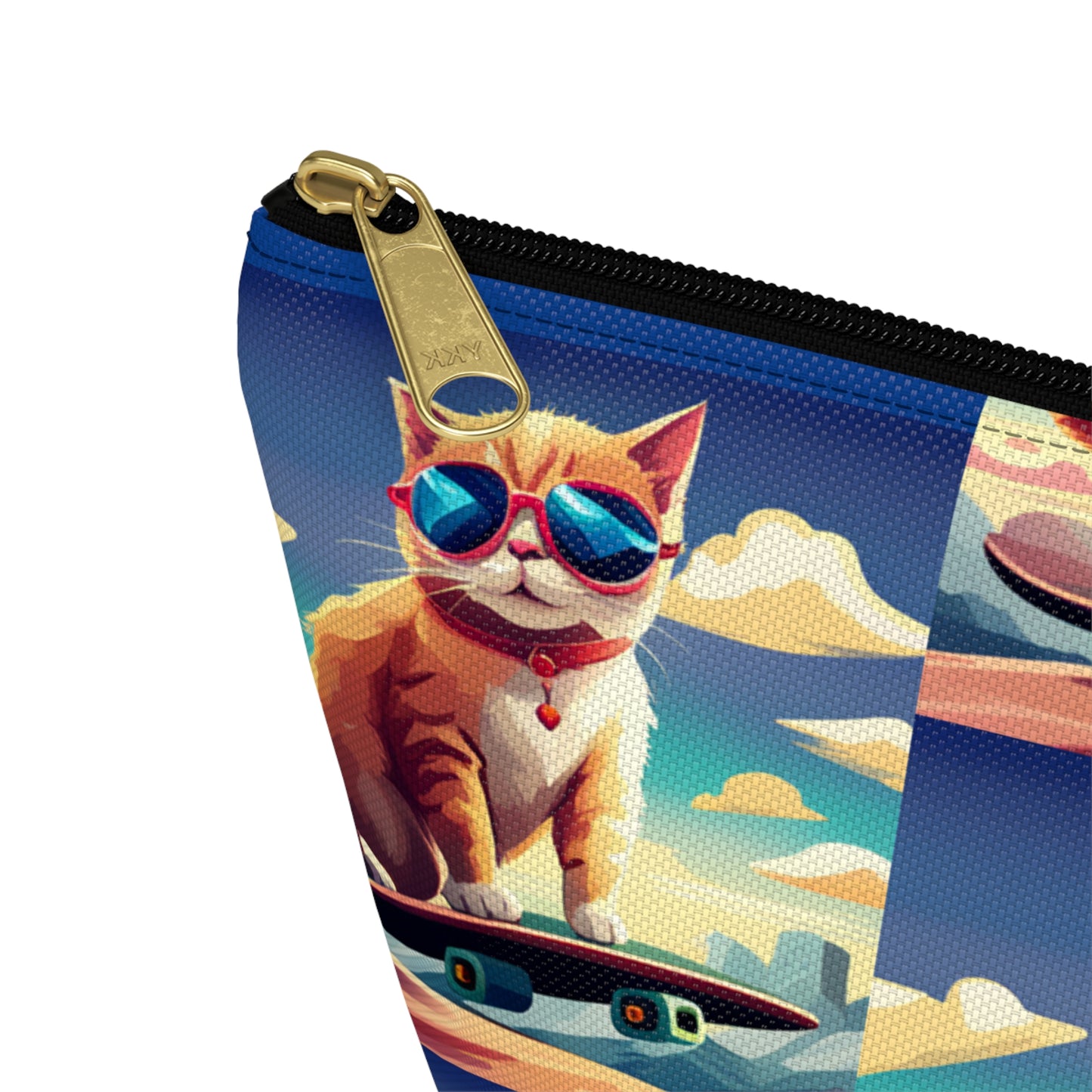 Small travel zipper bag - Cool Cat on a skateboard