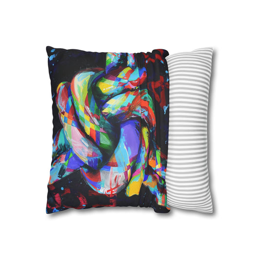 Pillow Case - Faux Suede with art design, 3 Fold Cord