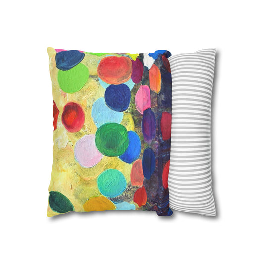 Pillow case - Faux Suede with polkadots