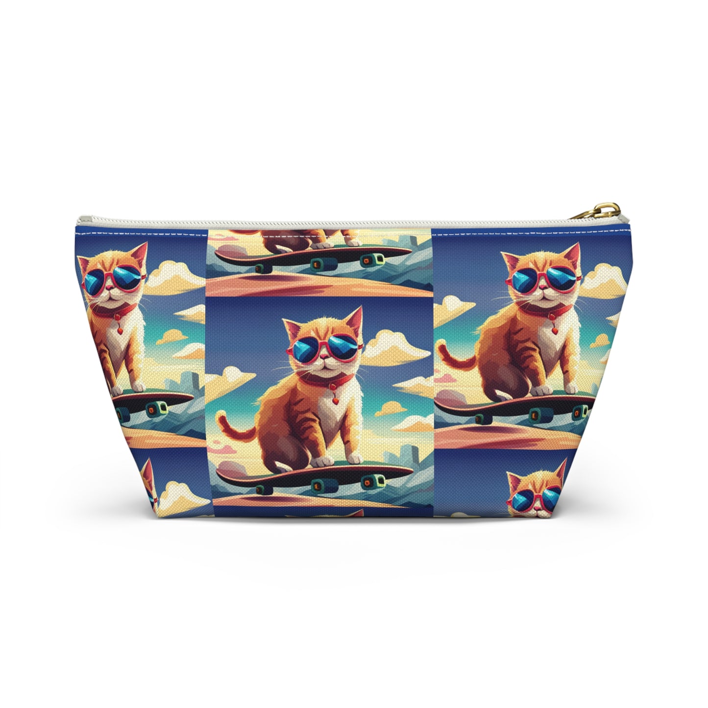 Small travel zipper bag - Cool Cat on a skateboard