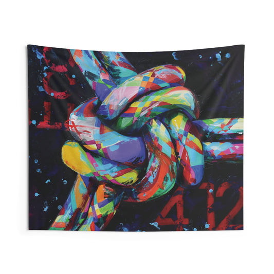 '3 Fold Cord' Vibrant Knotted Art Tapestry