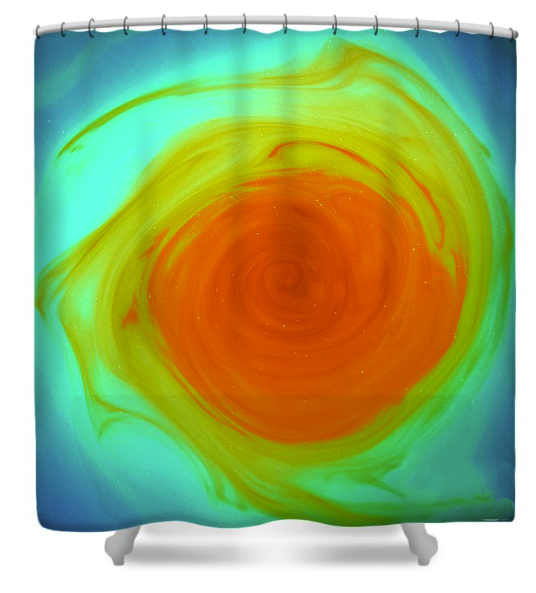 Shower Curtain with 'Helicoid Undone' artwork by Tif Choate