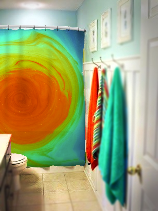 Shower Curtain with 'Helicoid Undone' art