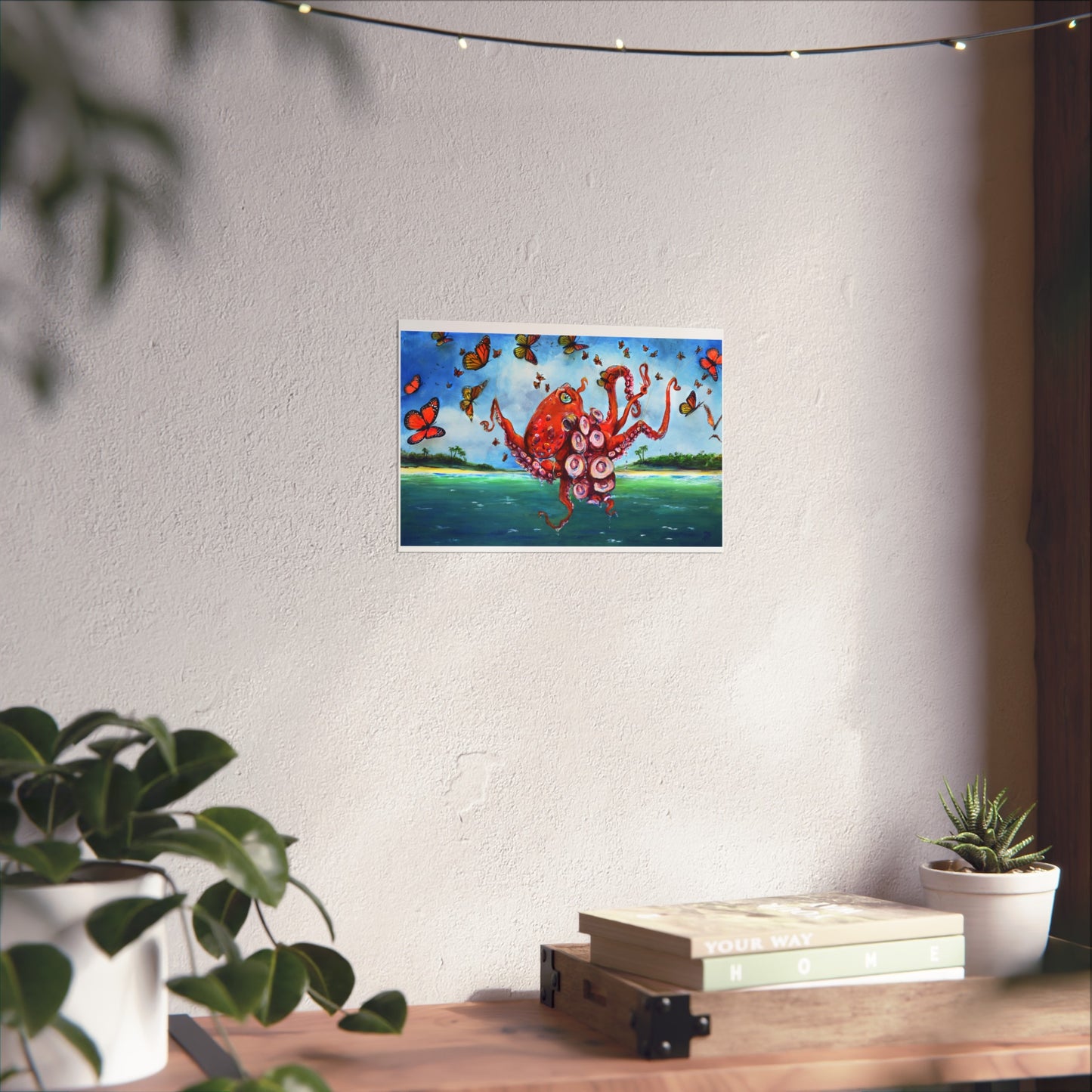 Colorful Octopus Fine Art Print, Wall Decor, Nautical Art, Ocean Lover Gift, Butterfly Wall Art, Home and Office Decor "Migration by Tif Choate