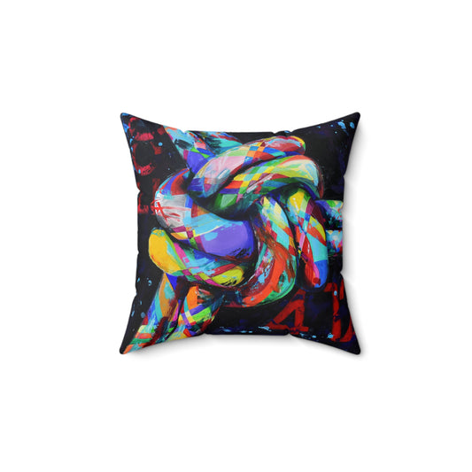 Pillow - Faux Suede with art design, 3 Fold Cord