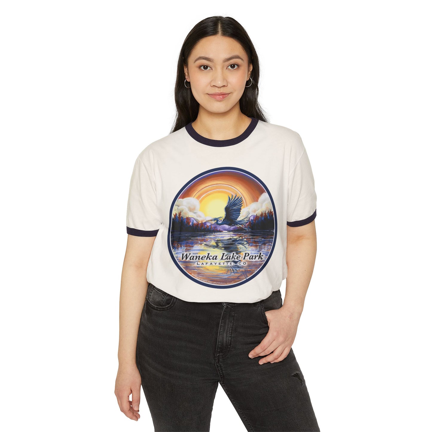 Waneka Lake T-Shirt - Oatmeal, Rib Sleeves