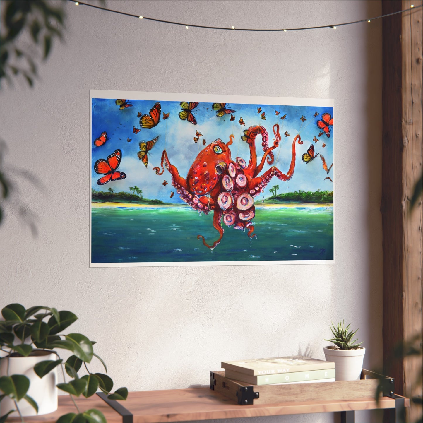 Colorful Octopus Fine Art Print, Wall Decor, Nautical Art, Ocean Lover Gift, Butterfly Wall Art, Home and Office Decor "Migration by Tif Choate