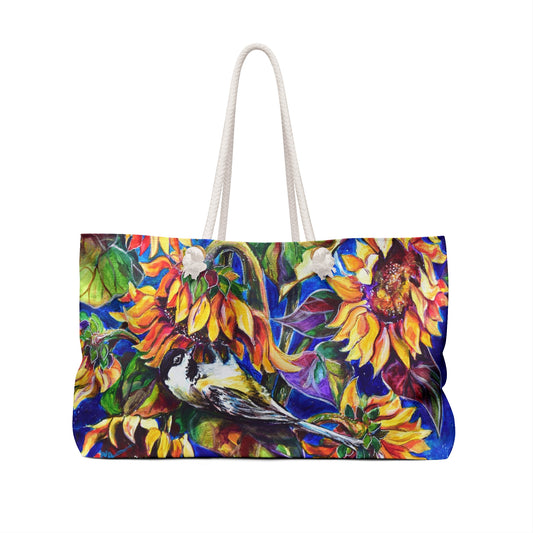 Grab it Bag - art "Late Summer Harvest" sunflowers, birds