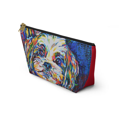 Travel zipper bag, small - Colorful Havanese dog
