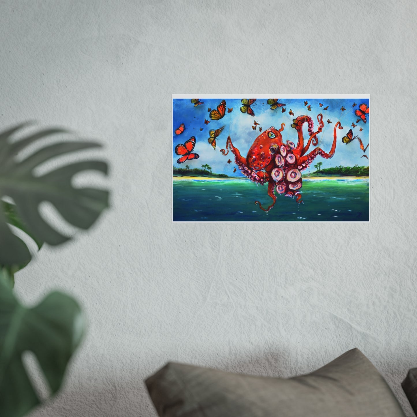 Colorful Octopus Fine Art Print, Wall Decor, Nautical Art, Ocean Lover Gift, Butterfly Wall Art, Home and Office Decor "Migration by Tif Choate