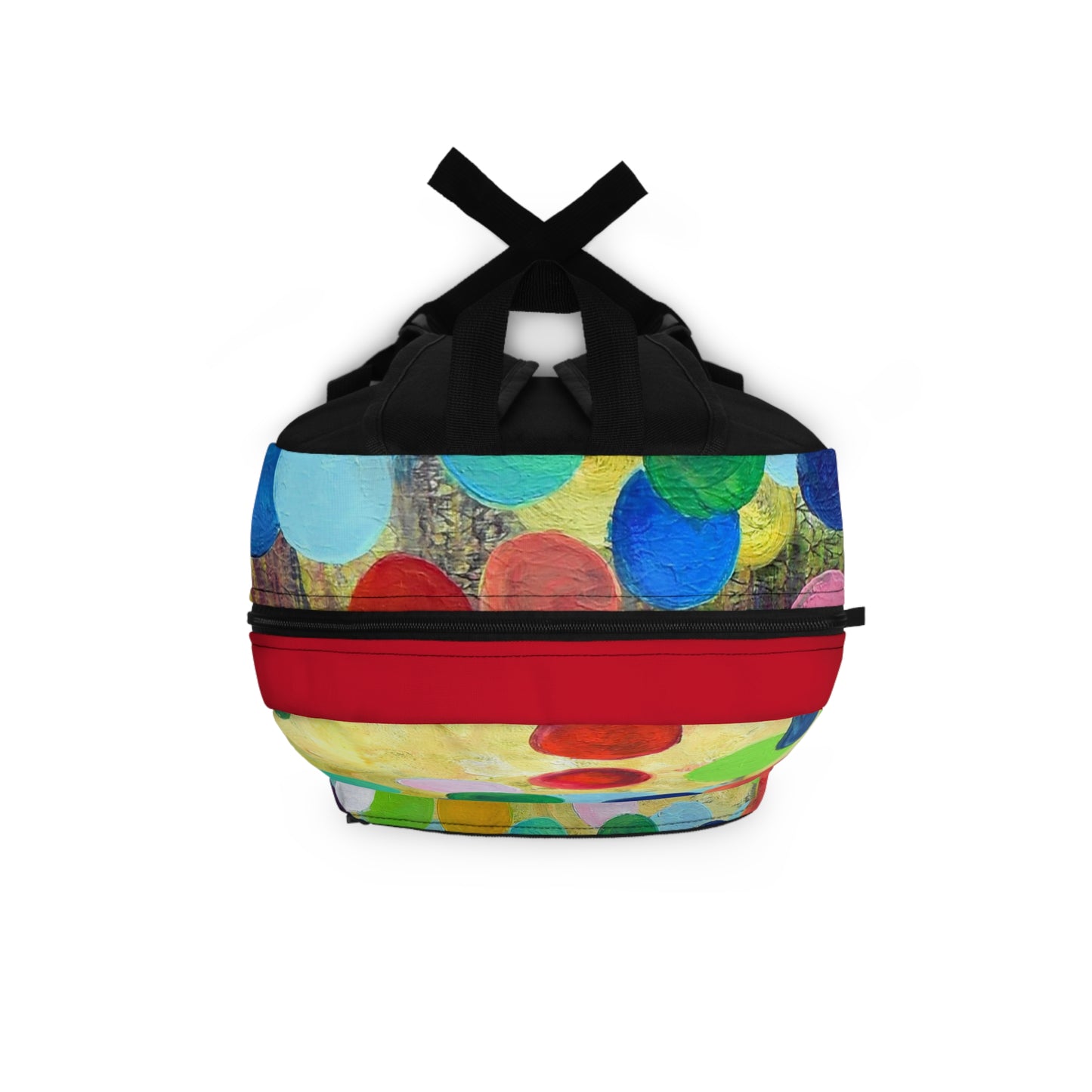 Backpack, multi-colored dots, polkadots, fun & colorful artwork by Tif Choate