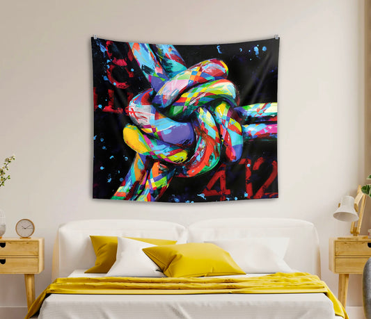 '3 Fold Cord' Vibrant Knotted Art Tapestry