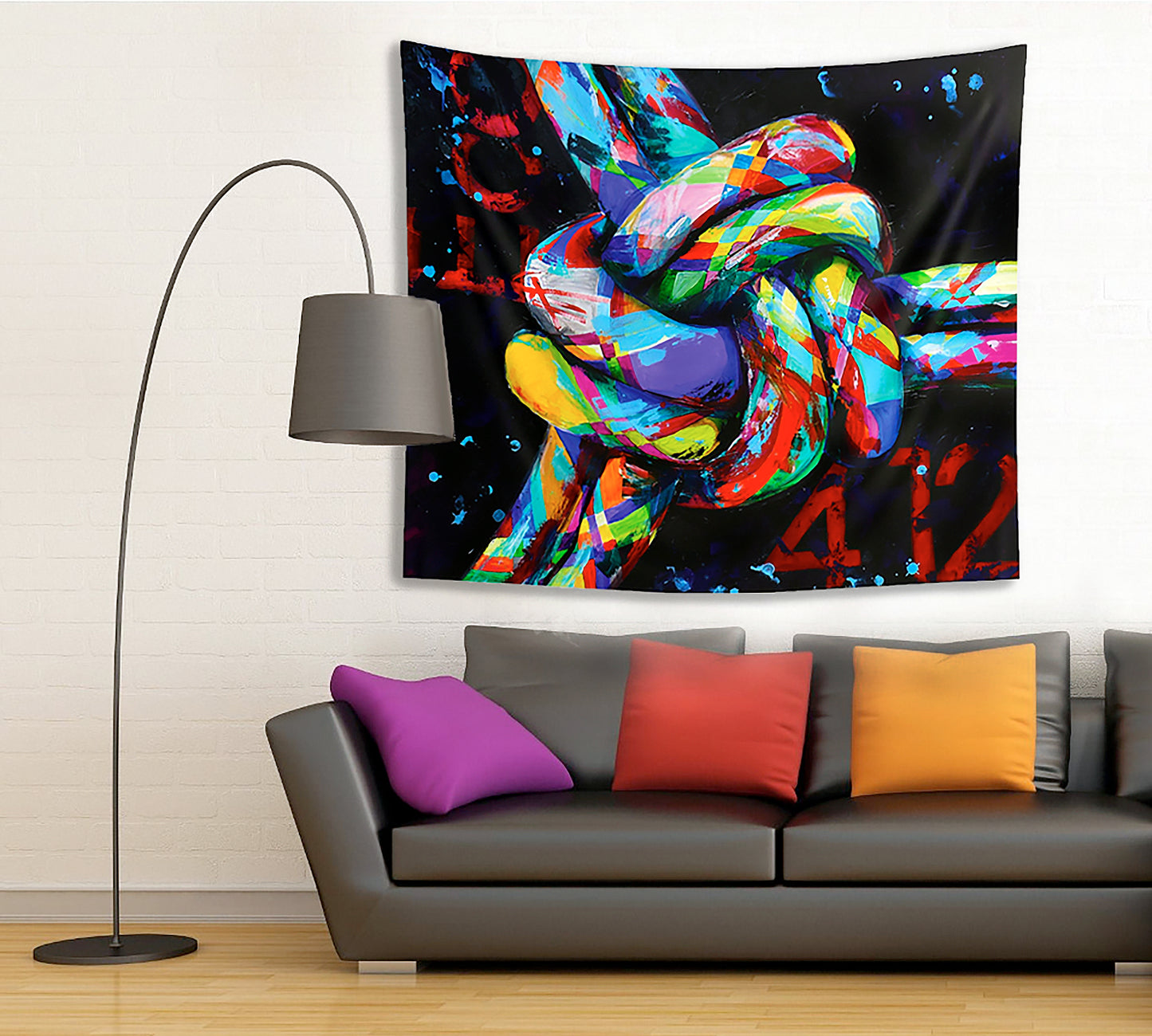 '3 Fold Cord' Vibrant Knotted Art Tapestry