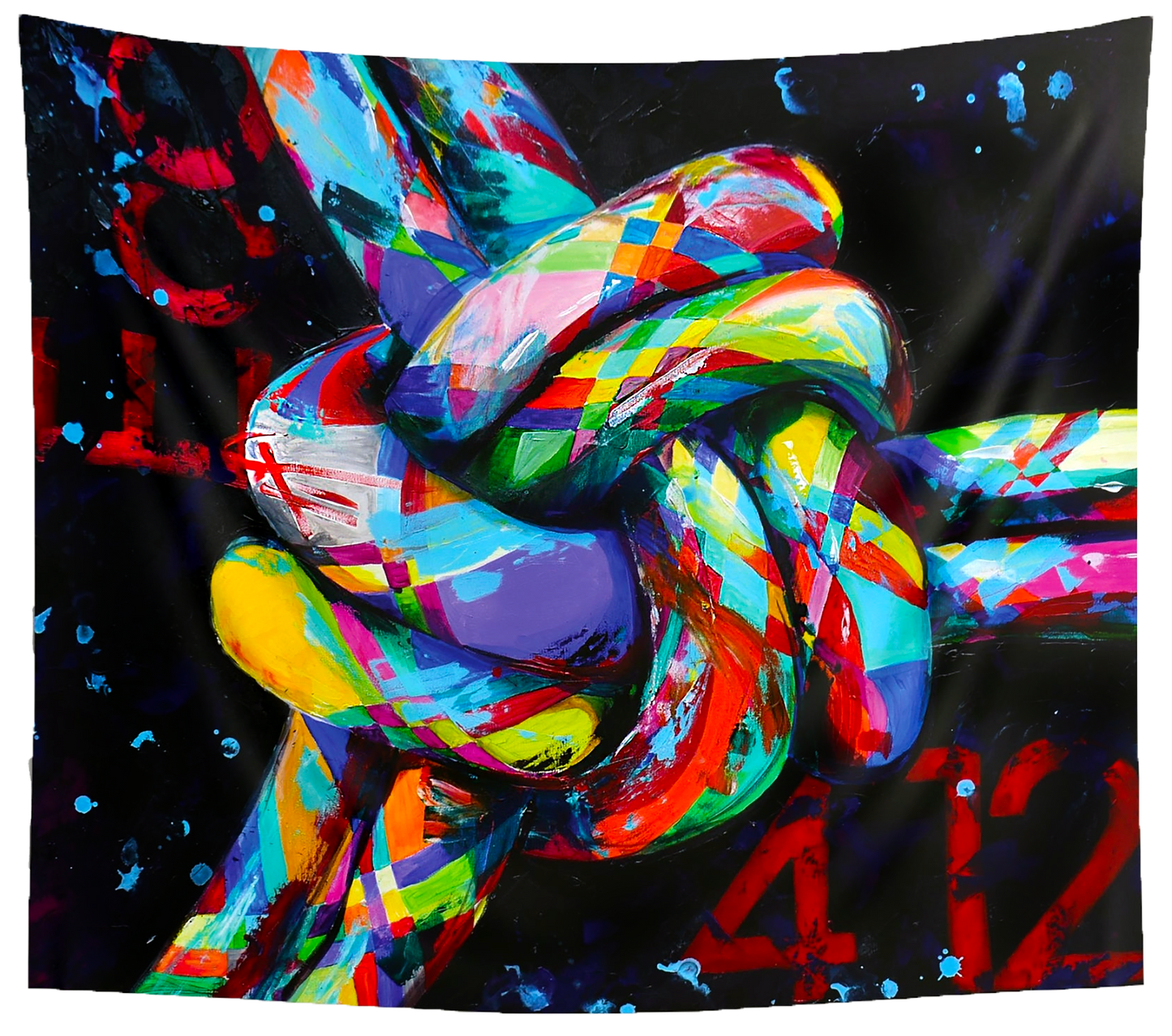 '3 Fold Cord' Vibrant Knotted Art Tapestry