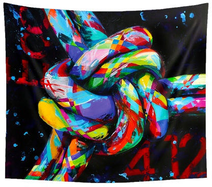 '3 Fold Cord' Vibrant Knotted Art Tapestry