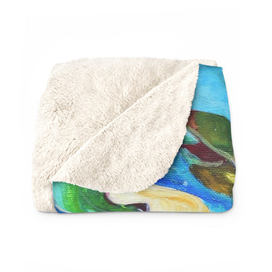 Sunflowers and Birds - Sherpa Fleece Blanket