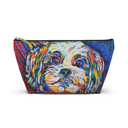 Travel zipper bag, small - Colorful Havanese dog