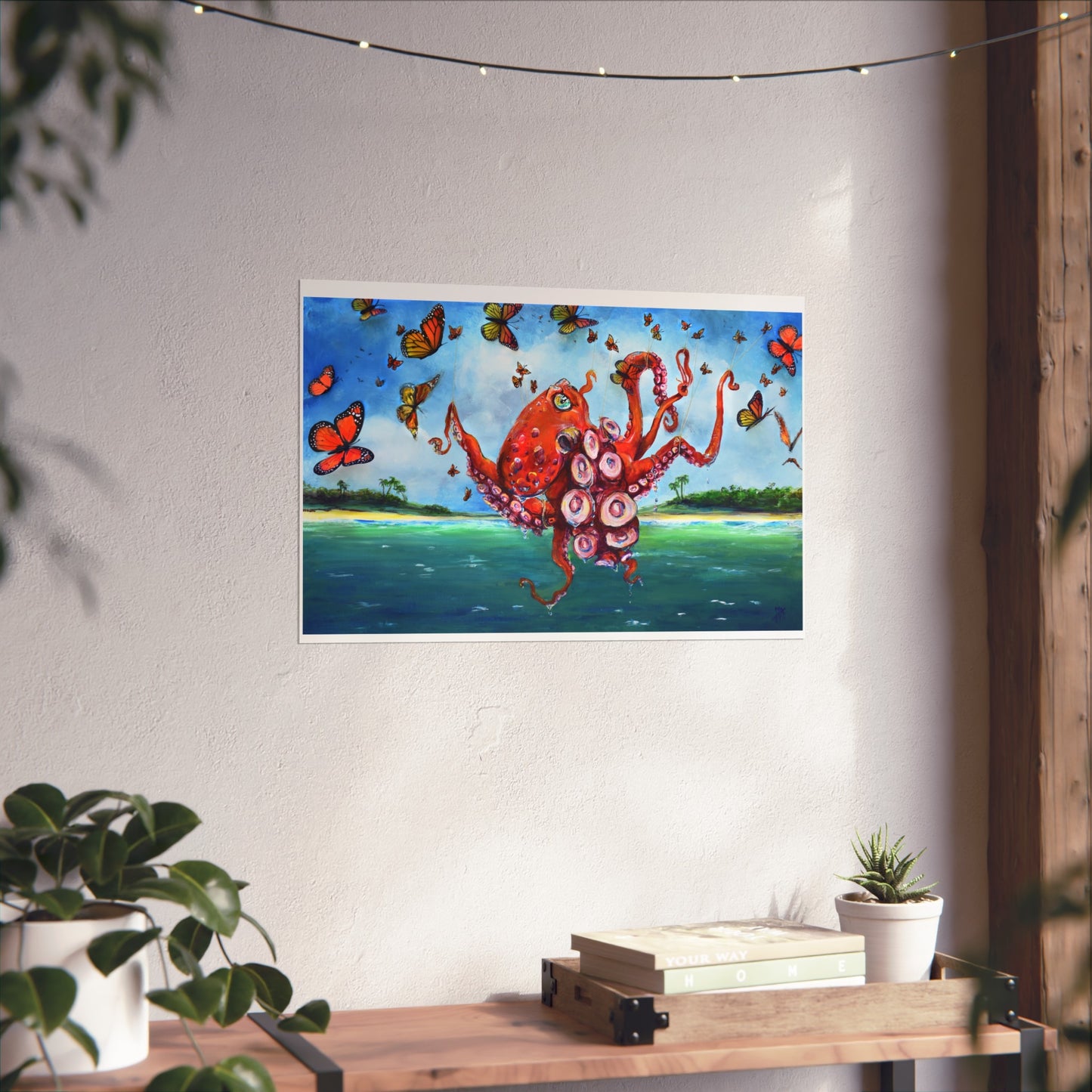 Colorful Octopus Fine Art Print, Wall Decor, Nautical Art, Ocean Lover Gift, Butterfly Wall Art, Home and Office Decor "Migration by Tif Choate