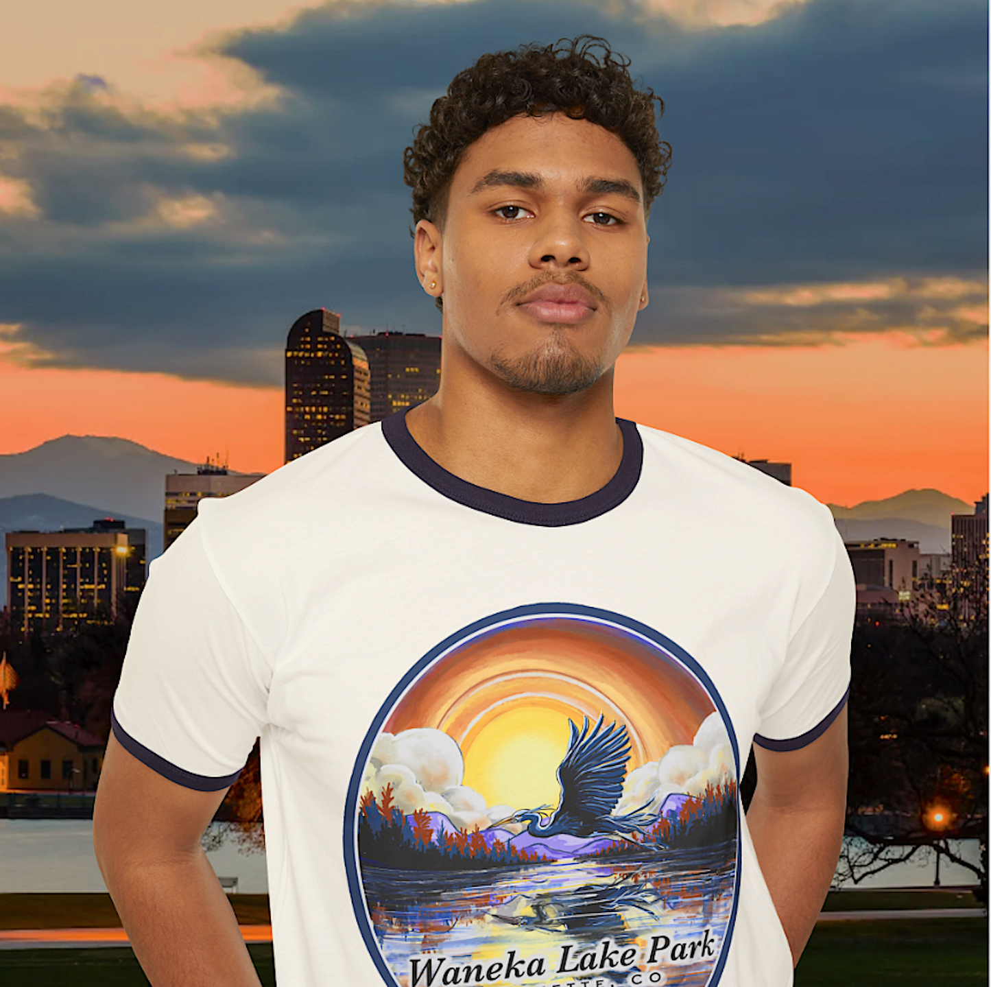 Waneka Lake T-Shirt - Oatmeal, Rib Sleeves