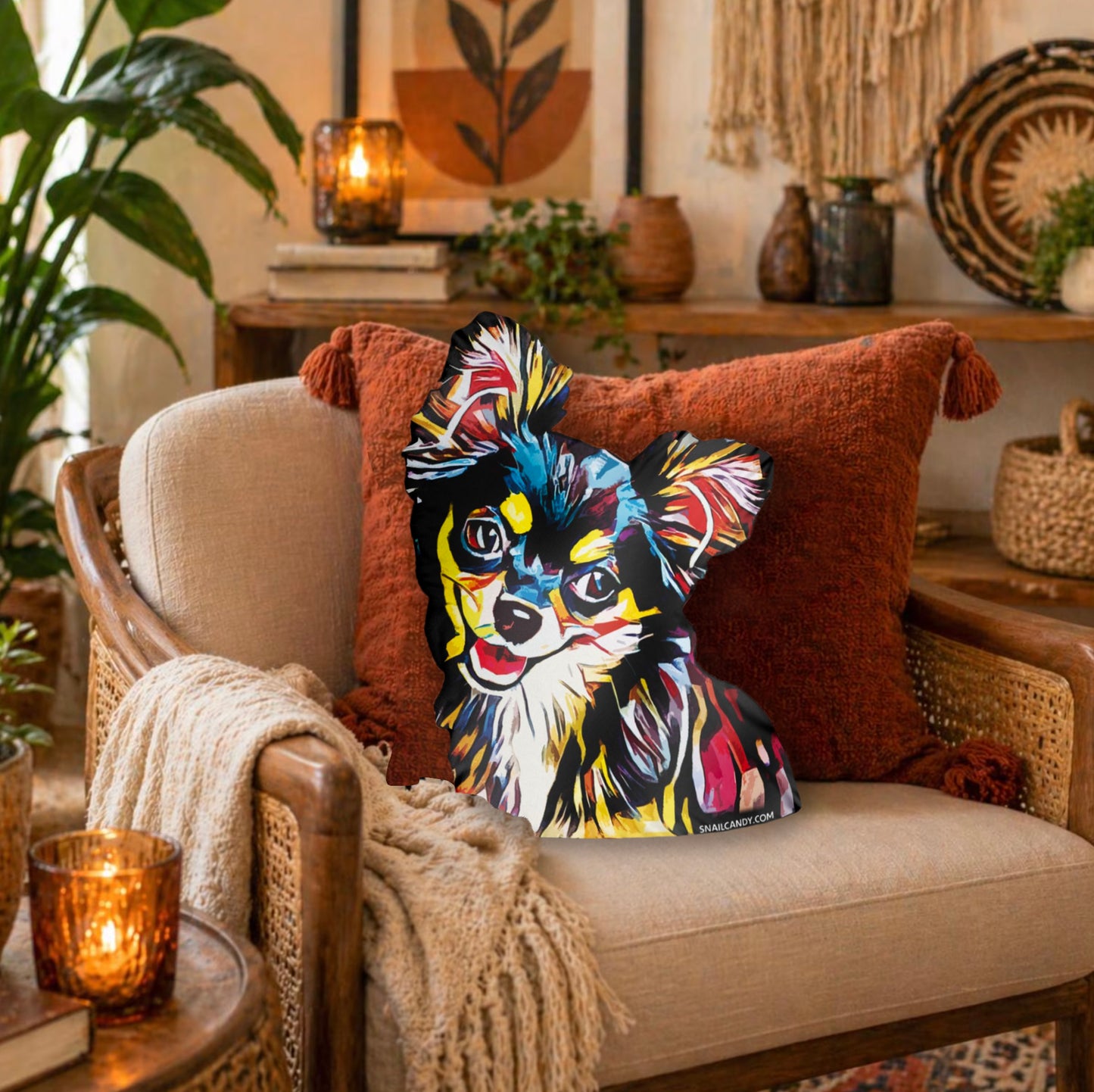 Colorful Chihuahua Shaped Pillow