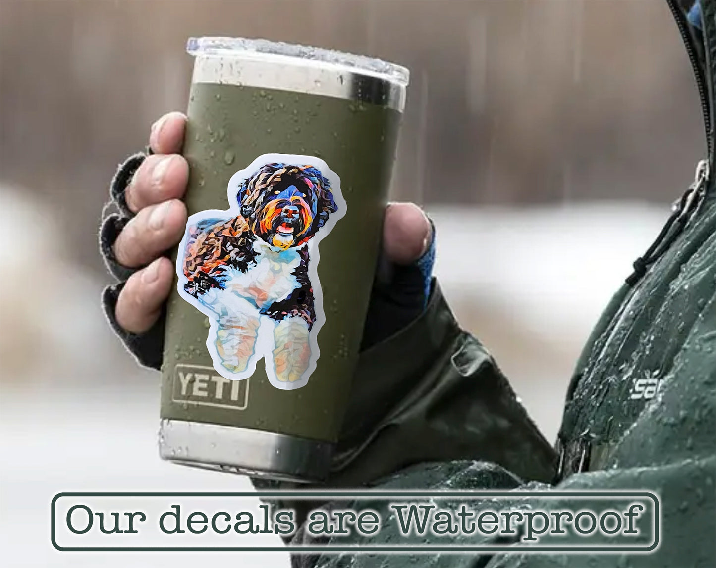 sticker Portuguese Waterdog 3" waterproof decal, vibrant, dishwasher safe